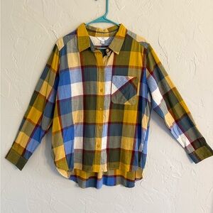 Casual Yellow Plaid Button-Up Shirt - Women